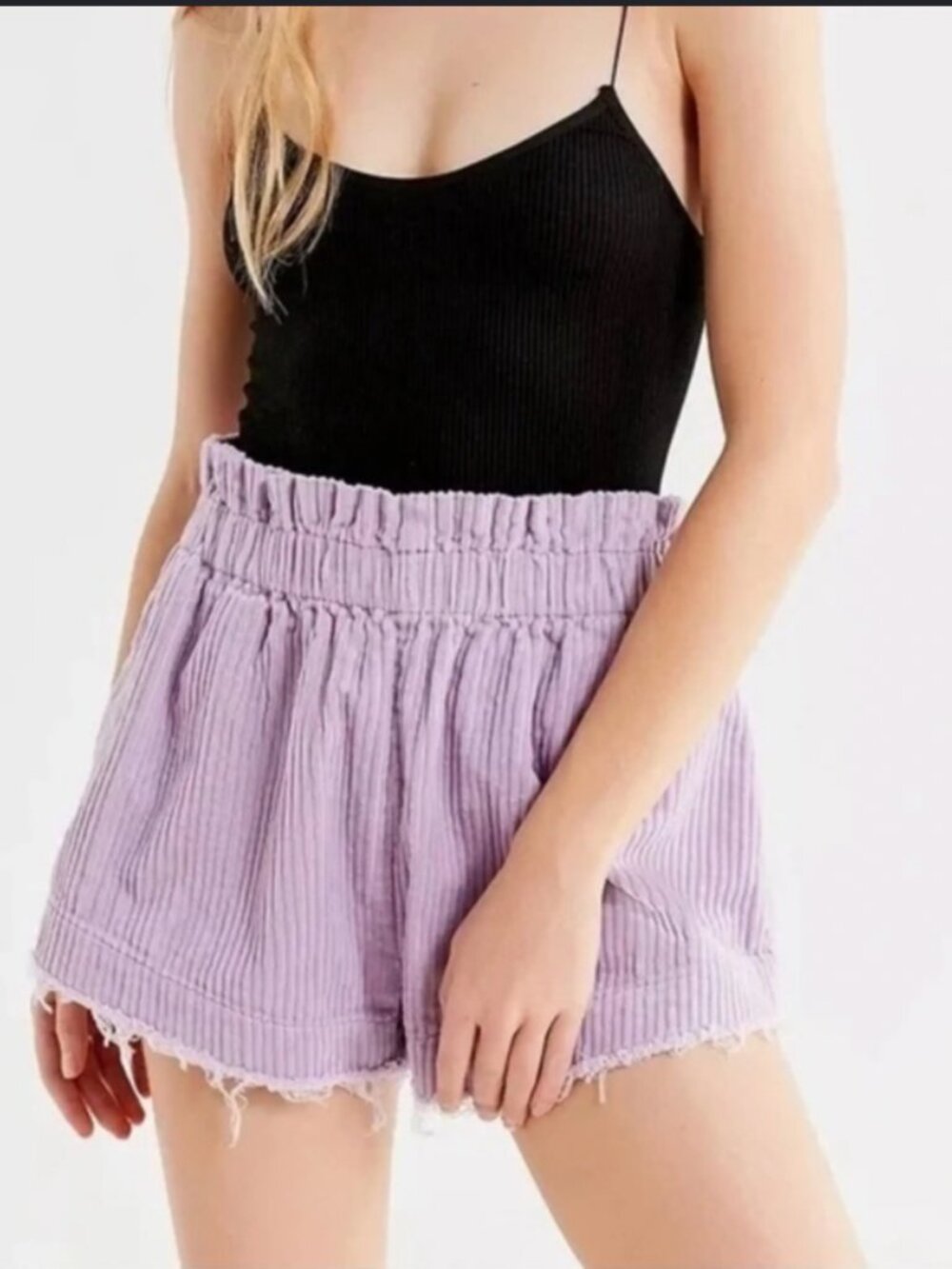 Urban Outfitters Lavender Corduroy Pull On Paper-bag Shorts Size Medium